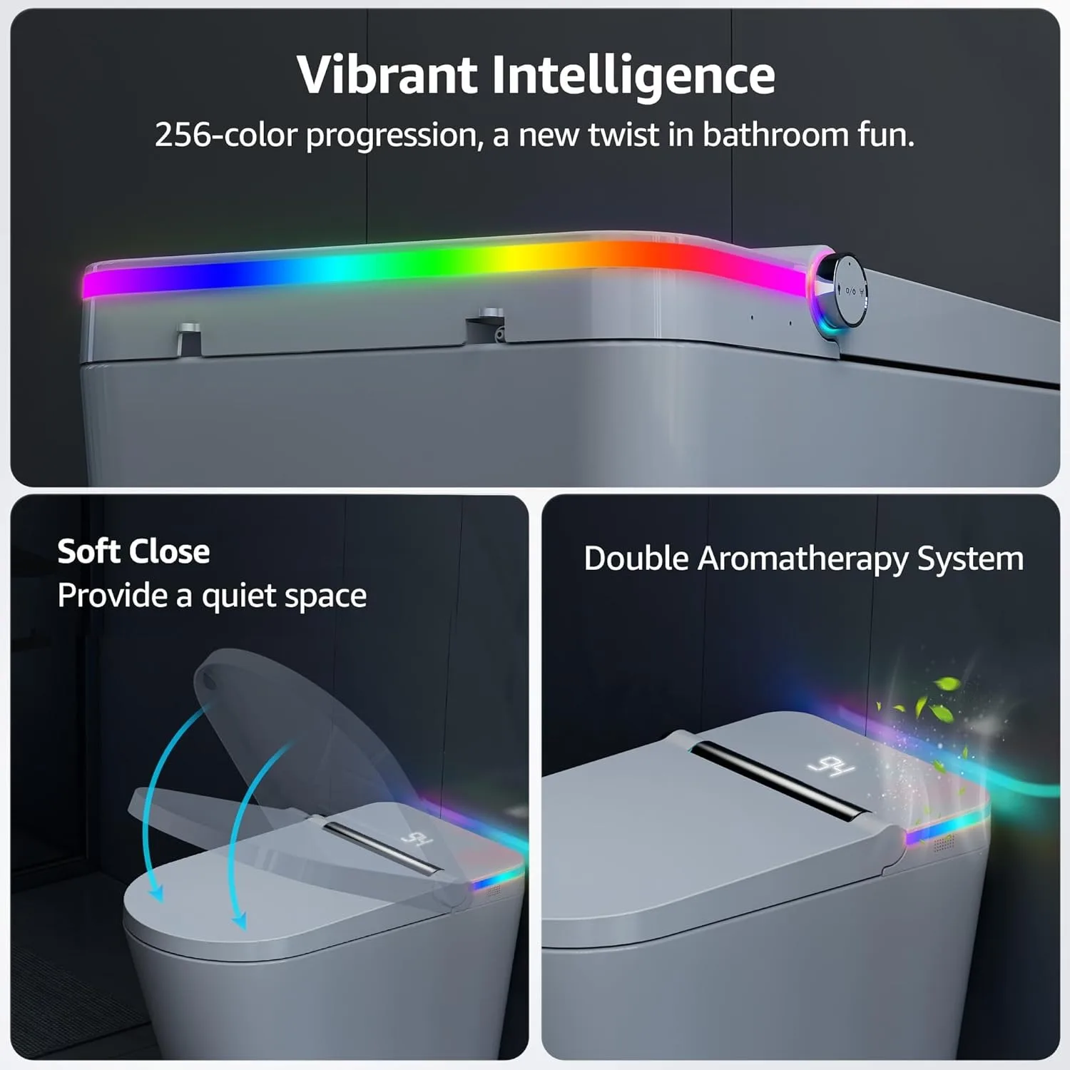 Smart Toilet Built-in Bidet Seat,Tankless Toilet with Auto Lid Opening,Closing and Flushing,Foot Sensor,Heated Seat,Elongated 2