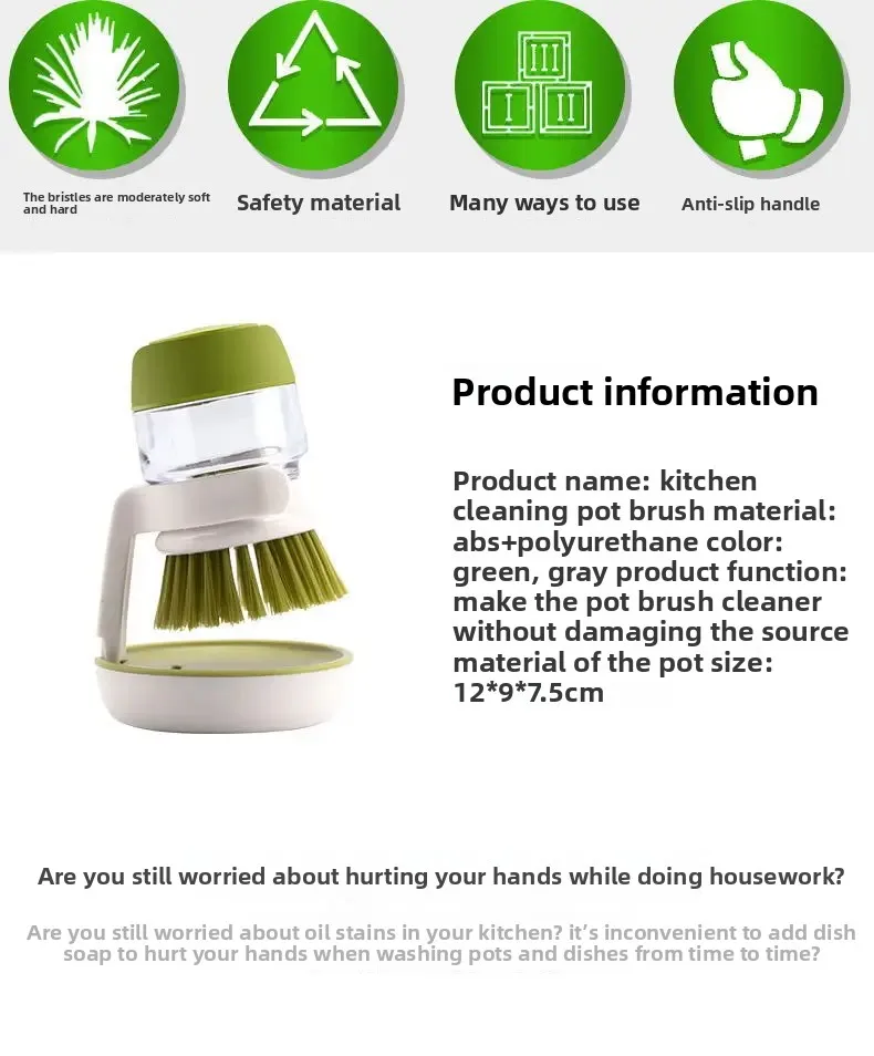 Multifunktionale Presse, automatisch nachfüllbar, Fleckenentfernung, Topfreinigungsbürste, Küchenspülreinigungsbürste, Topfschrubber_voghion.com