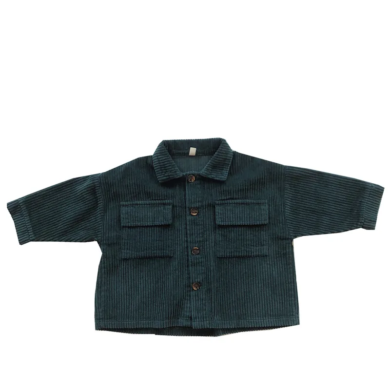 Autumn Korean Kids Boys Coat Corduroy Solid Long Sleeve Pocket Vintage Toddler Boys Jacket Exterior Buttons Children Coat