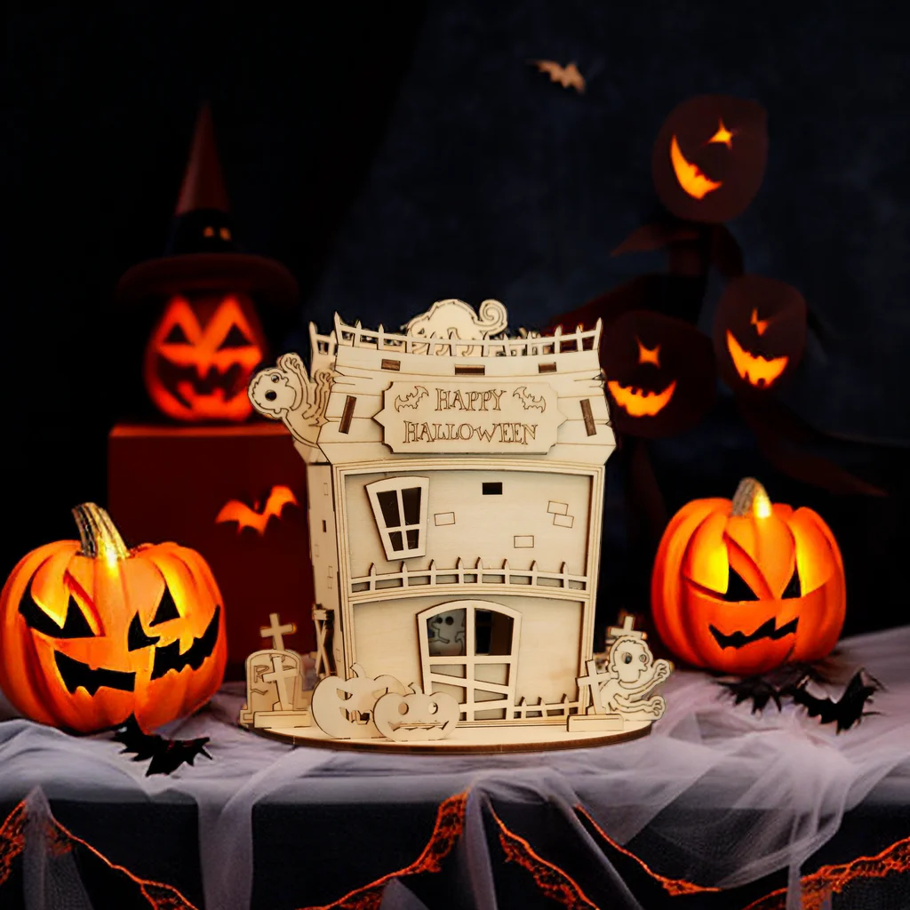 

Tada 3D Halloween Zombie House Party Decoration DIY Wooden Puzzle Model Assembly Toys Game For Children Kids Gift