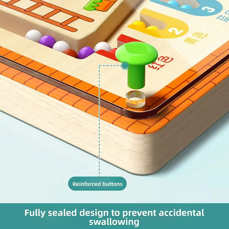 1 Stück Magnetisches Labyrinth-Laufkugelspiel für Kinder, Konzentrations-Training, Schreib- und Logik-Denkspiel für 3-Jährige, Frühpädagogisches Puzzle – Detail 4