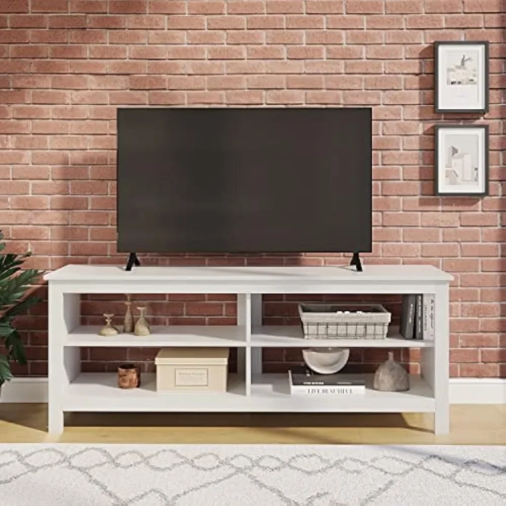 

Panana TV Stand 6 Cubby Television Stands Cabinet 6 Open Media Storagefor TVs up to 80 Inches, 70 Inch (55 Inches White)