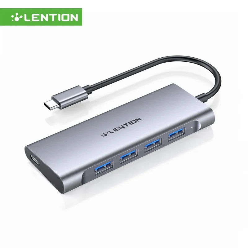 LENTION USB C Hub 5 In 1 with 4 USB 3.0 Type C Charging Adapter for MacBook Pro 13/15/16, New Mac Air, Surface,Docking Station