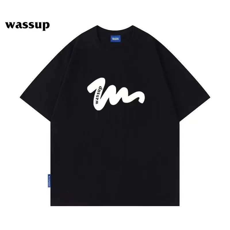 

Wassup Short sleeved T-shirt Summer casual couple pure cotton loose ins half sleeved student base T-shirt top