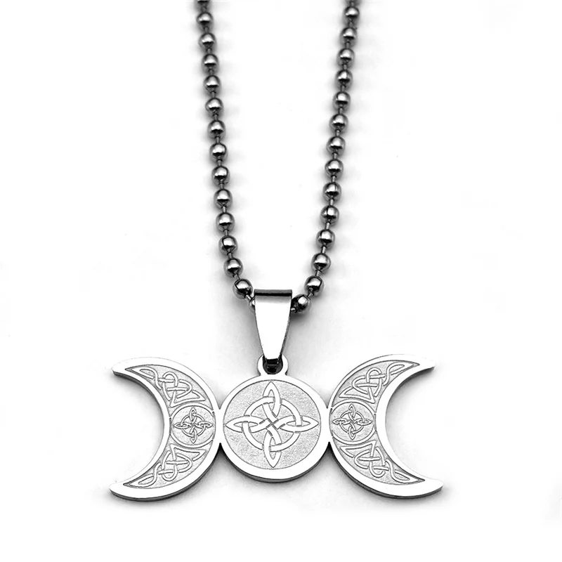 Wicca Triple Moon Göttin Auto Anhänger für Frauen Männer Edelstahl Hexerei Wikinger Hexe keltischen irischen Knoten Schmuck 3007 – Detail 7