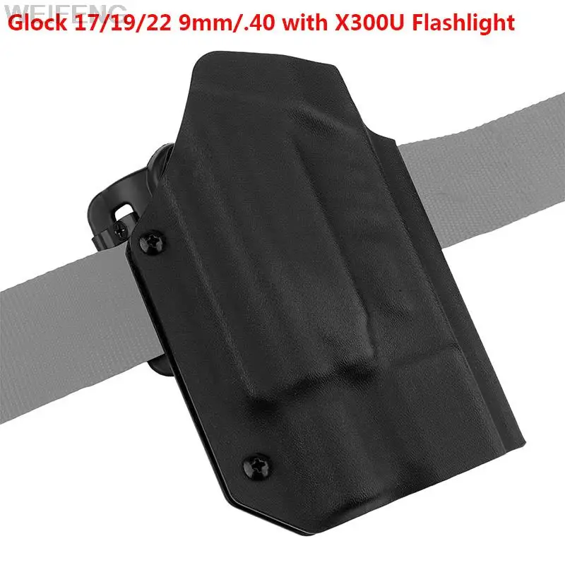 

Tactical KYDEX Gun Holster for Glock 17/19/19X/22/23/34/35/45 9mm/.40 with X300U-A/X300U-B Light Pistol Case Hunting Military