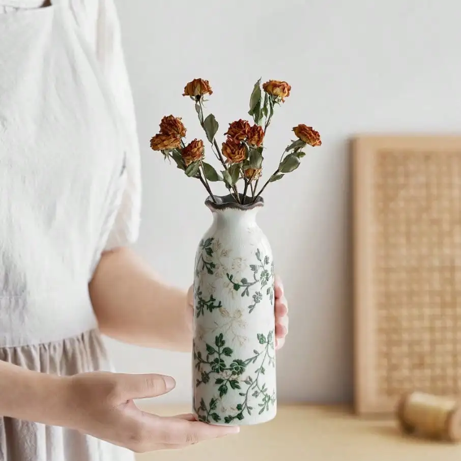 Crackle Ceramic Flower Vase Hydroponic Vase Table Decor Floral Arrangement Valentine's Day Gifts Birthday Graduation Gift