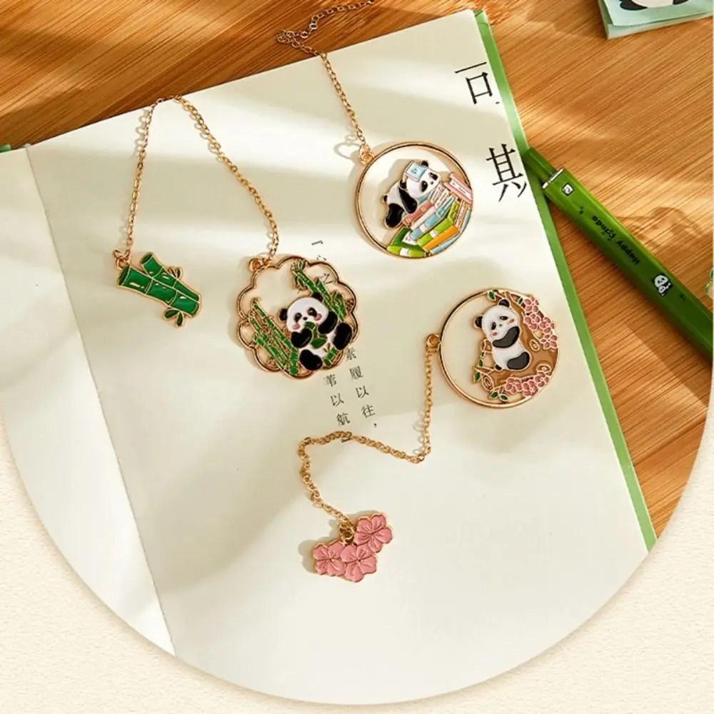 Panda Metal Bookmark Chinese Style Painted Tassel Pendant Pages Separator Tags Stationery School Office Supply animal bookmark,bookmarks stationery supplies