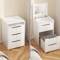 Coiffeuse à couverture rabattable pour chambre à coucher, meubles pour femmes, vanités de maquillage, commode multifonctionnelle moderne, Design avec lumière Led 3