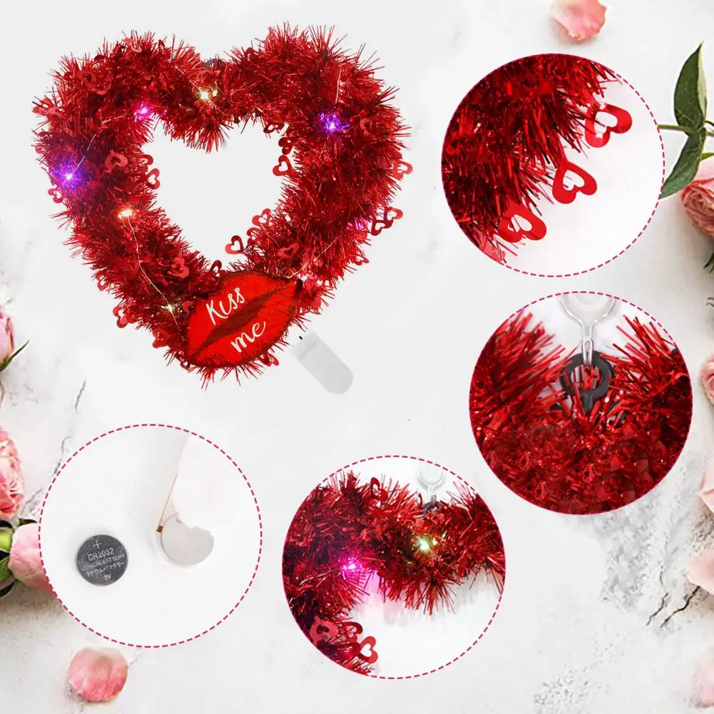 

Party Supplies Romantic Heart-shaped Flower Wreath for Valentine's Day Decor Vibrant Color Garland Prop for Hanging Decoration