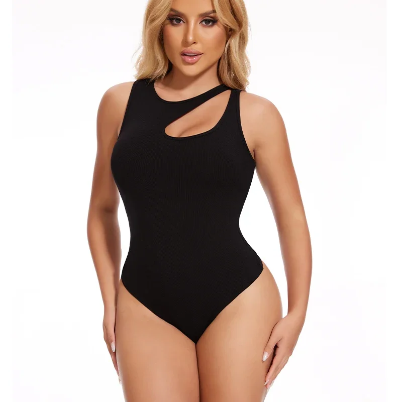 Womens Irregular Shoulder Bodysuit Shapewear Full Body Shaper Tummy Control Slimming Camisole Sheath Abdomen Corsets