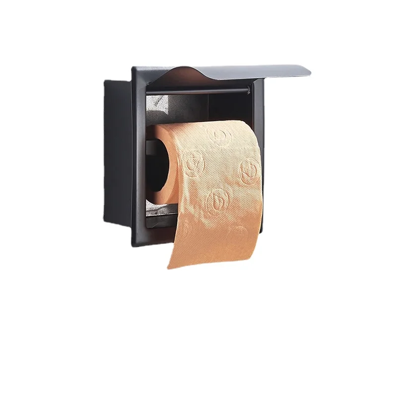 

Matte Black Toilet Paper Holder Stainless Steel Wall Mounted Chrome Bathroom Roll Tissue Paper Rack With Cover