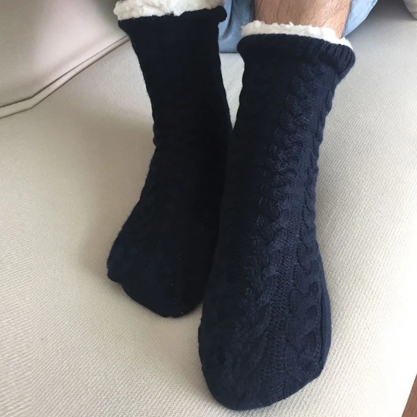 Mens fuzzy Socks Winter Warm Short Cotton Thickened Plus Velvet Home Sleeping Soft Anti slip Non Floor slipper Sock Male Gifts