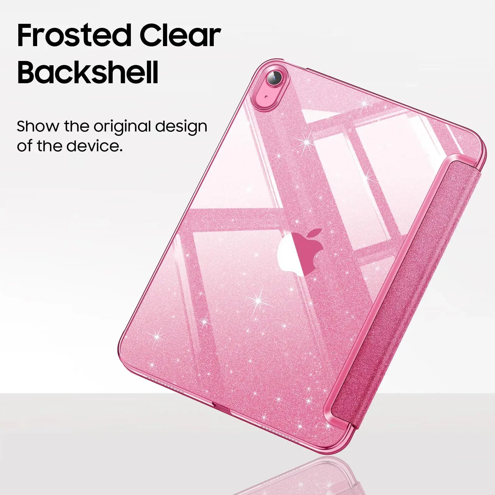 Glitter Sparkly Frosted Clear Tablet Case with Auto Sleep/Wake Multi-Angle Stand