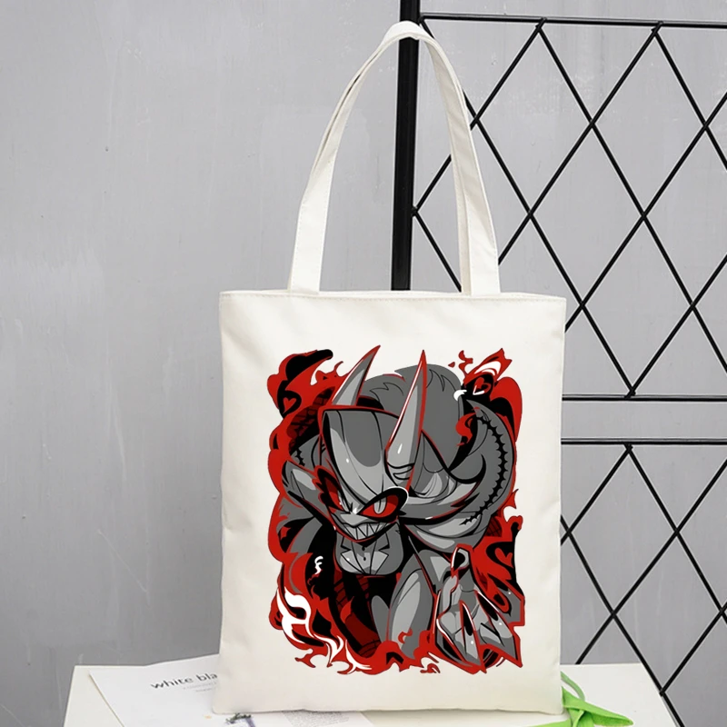 Hazbin Hotels Alastor Print Tote Bag Eco Reusable Shopper Bag Canvas Shoulder Large Handbag Men Women Sundries Bags