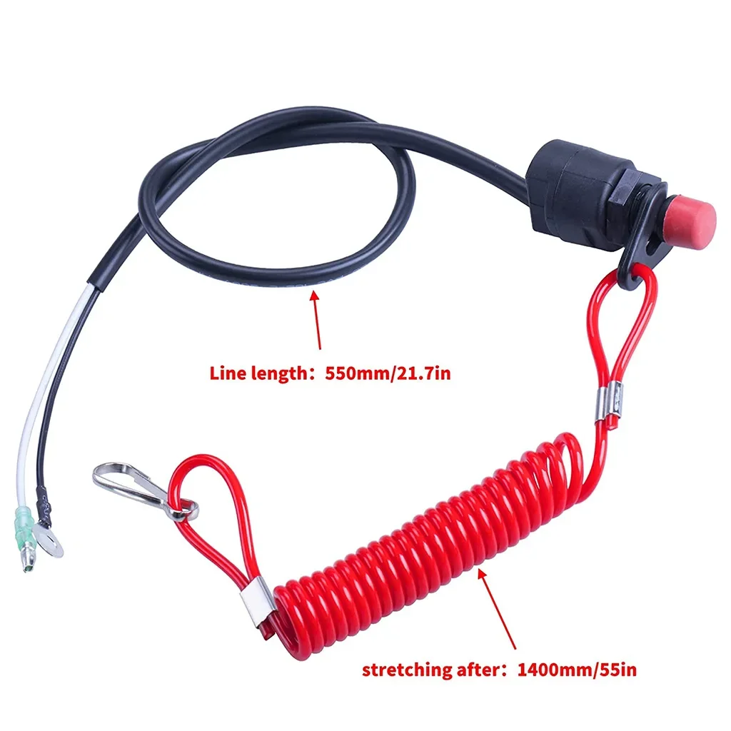 For Yamaha Suzuki Honda Boat Outboard Switch Engine Motor Lanyard Kill Urgent Stop Button Safety Connector Cord Compatible outboard engine parts,outboard switch,outboard engine kill switch,boat motor parts,outboard kill switch