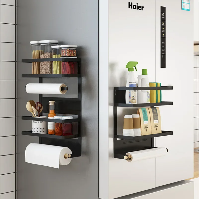 

Refrigerator Side Kitchen Shelf Magnetic Absorption Storage Shelf Punch-free Balcony Washing Machine Storage Shelf