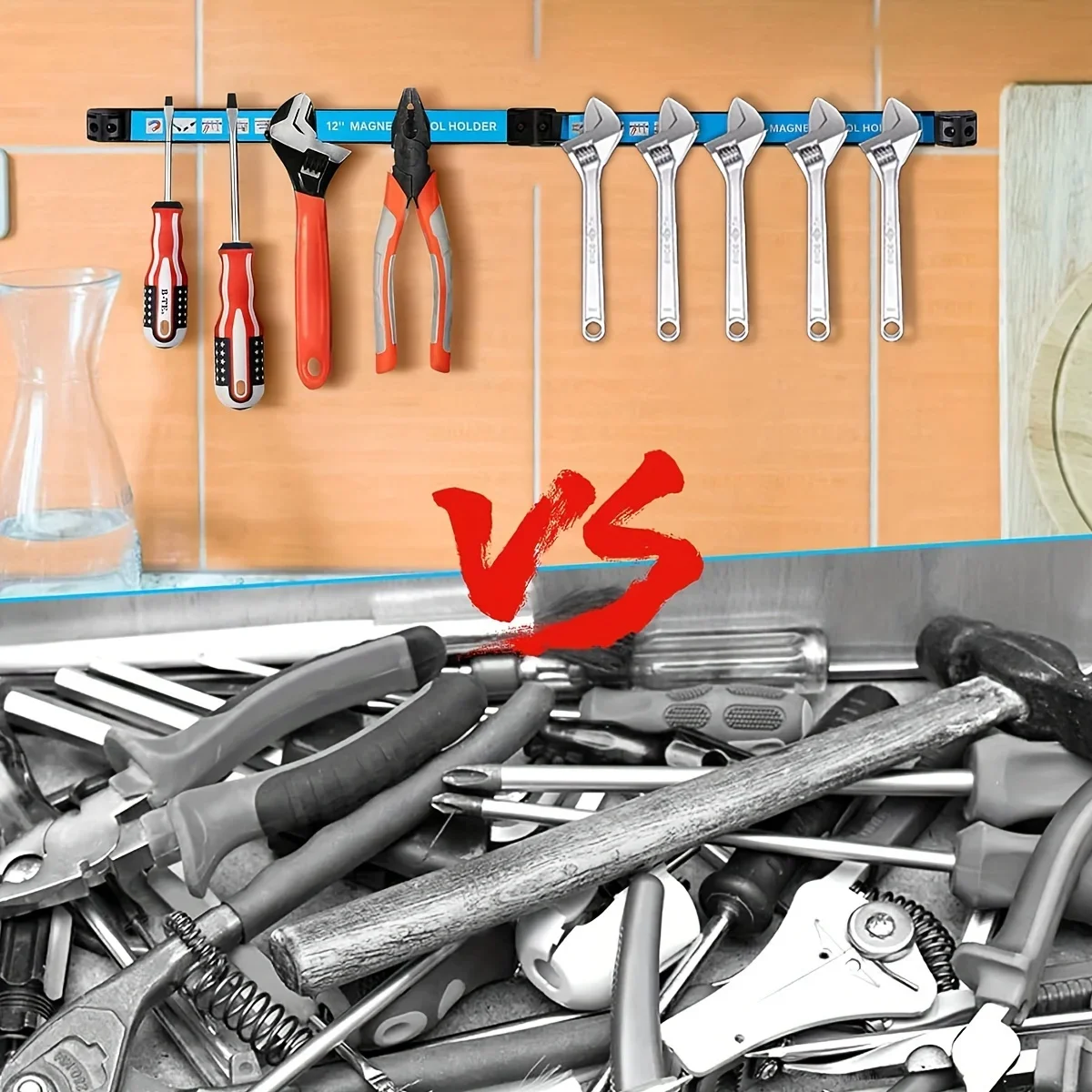 24' Magnetic Tool Holder Heavy Duty Tool Bar, Space Saving Metal Organizer Rack Tool for Workshop Garage Home 3
