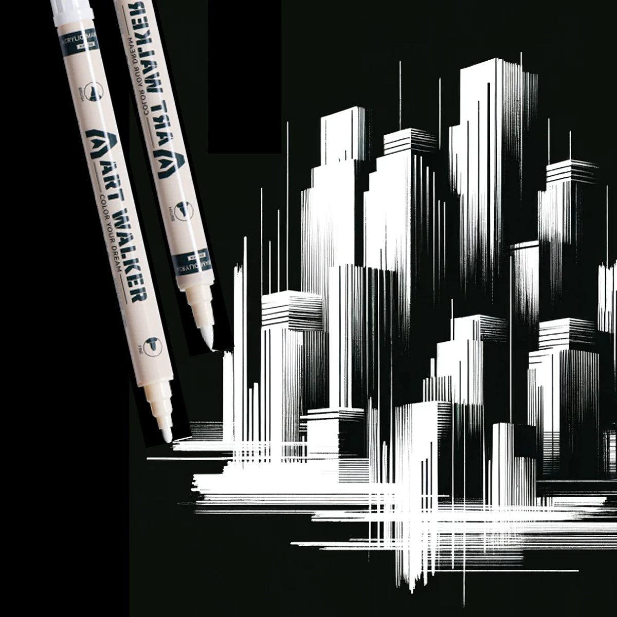 12pcs White Art Brush Acrylic White Paint Marker Pens, Medium Tip, Suitable For Rock Painting, Stone, Glass, Wood, Ceramics 2