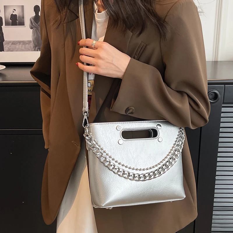 

Высококачественные Женские Сумки из искусственной кожи, сумки на плечо с толстой цепочкой, модные женские сумки через плечо для женщин, Повседневная сумка-мессенджер