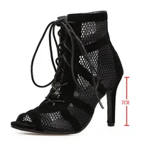 Black Sexy Lace Up Cross-tied Women Shoes Comfort High Quality Thin Heels Open Toe Dancing Sandals Ankle Strap Hollow Out Pumps - Image 2