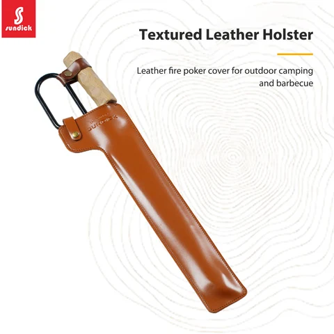 Housse en cuir PU avec pince à charbon de bois, étui de protection anti-brûlure pour Barbecue et cheminée, pochette de rangement