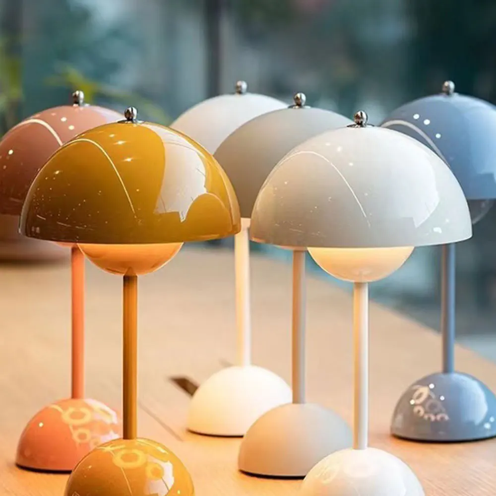 

LED Table Lamp Rechargeable Mushroom Flower Bud Shape Desk Night For Bedroom Dining Touch Night Light Simple Modern Decoration