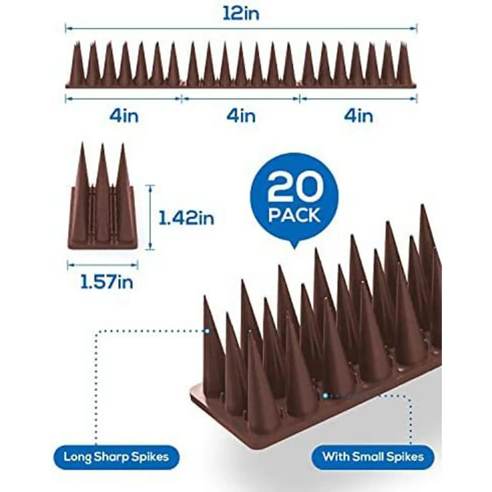 

20x Birdproof Spikes Railing and Roof Outdoor to Keep Birds Away Bird Deterrent Spikes for Pigeons Squirrel Crow Seagull Cats