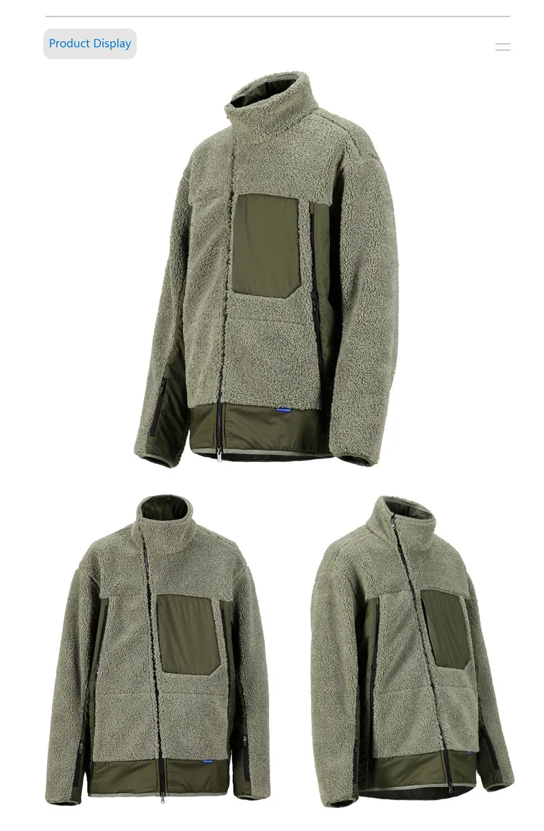 Reindee Lusion 22FW  Diagonal zipper fleece jacket warm coat spicing materials multiple pockets techwear gorpcore outdoor