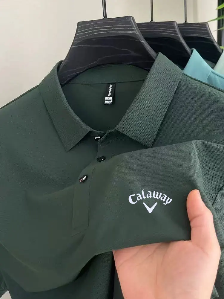 Polo de golf de marque haut de gamme pour hommes, T-shirt à logo, frais et respirant pour l'été, haut à manches courtes pour affaires, loisirs et sports de plein air 1