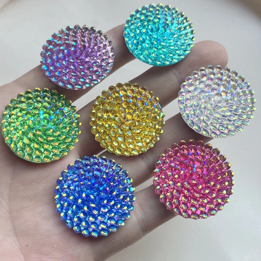 반짝이는 라운드 플라워 플랫 백 라인스톤 DIY 쥬얼리, 웨딩 장식, 수제 액세서리, 10 개, 30mm