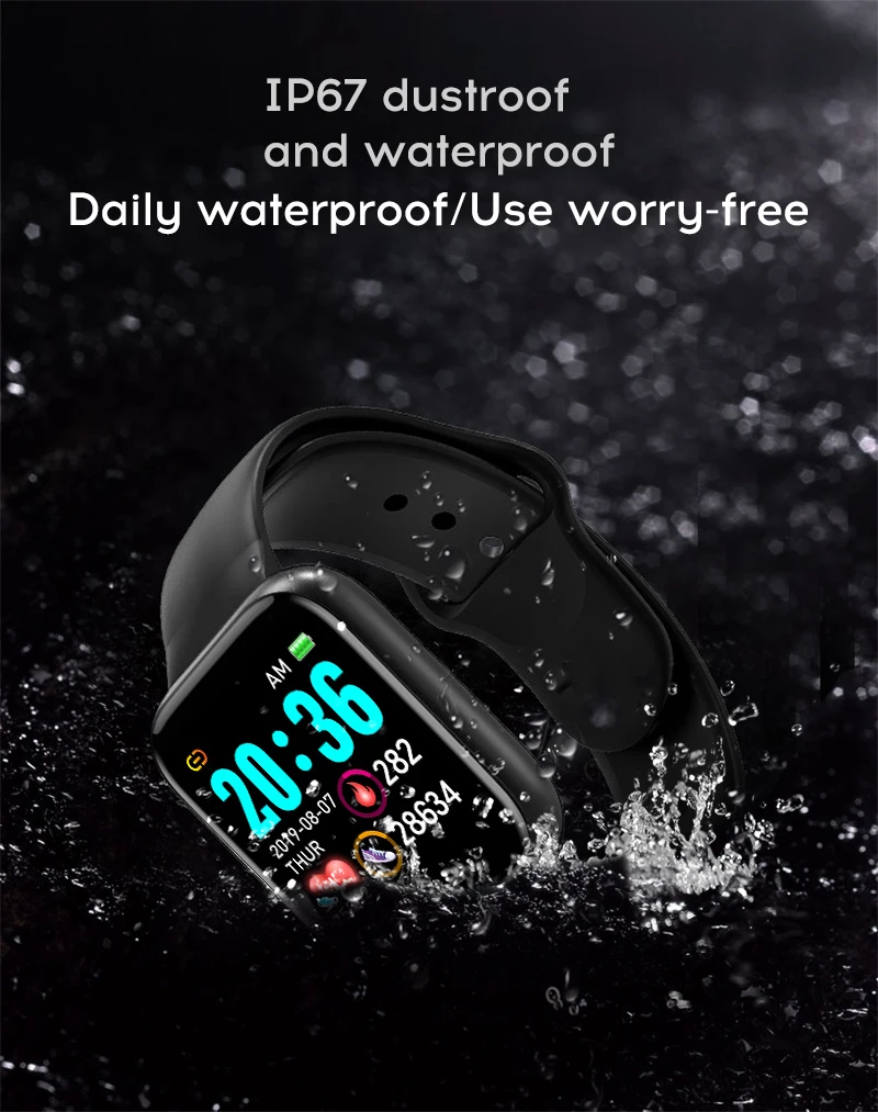 Y68 Smart Watch Men Women Kids Heart Rate Blood Pressure Monitor Call Notification Sports Tracker Smart Watches for IOS Android