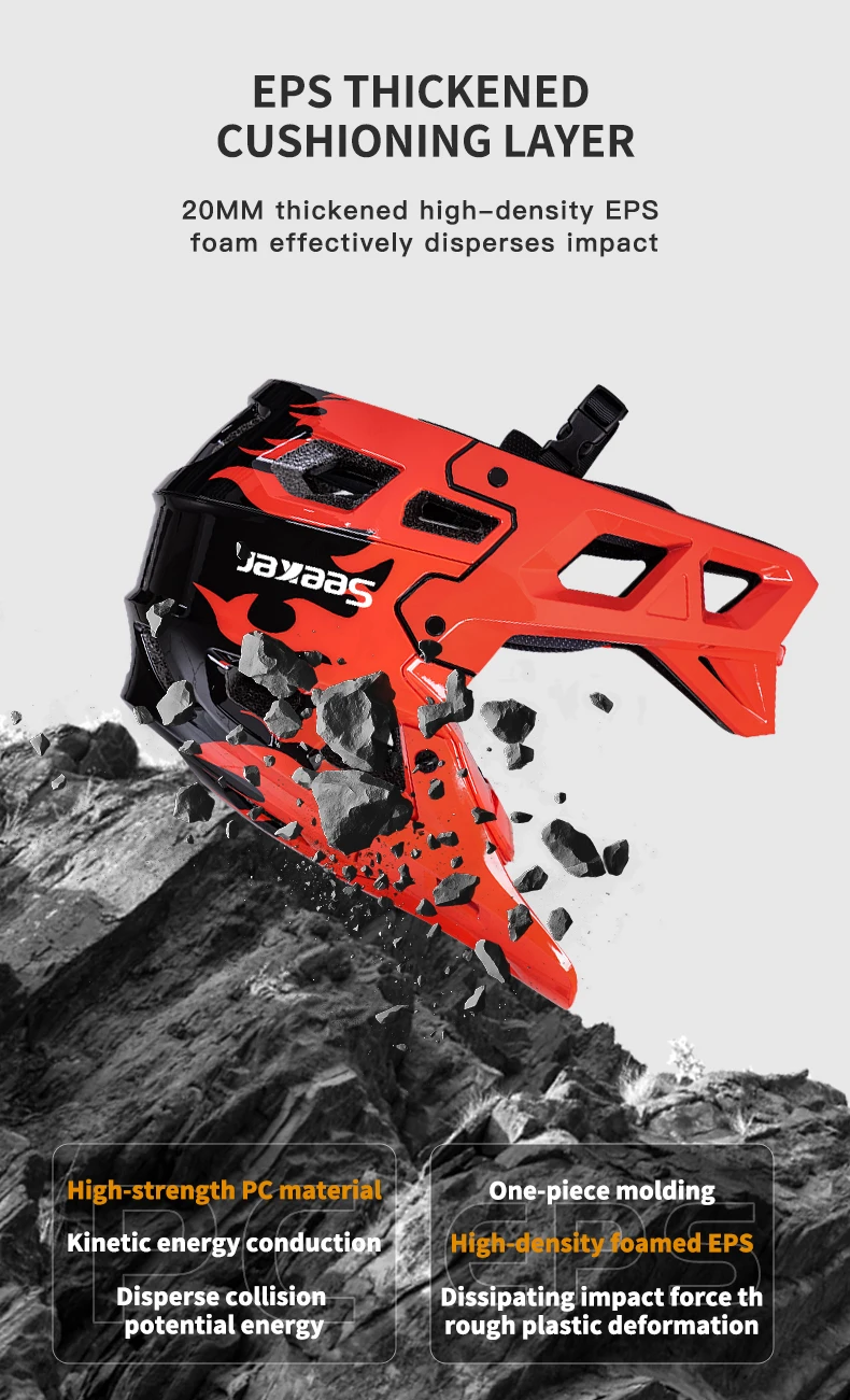 SEEKER Erwachsenen Ultra-Leichter Vollvisier-Mountainbike-Helm, Outdoor-Fahren, Renn- und Downhill-Fahrradhelm mit Sonnenschutz – Detail 7