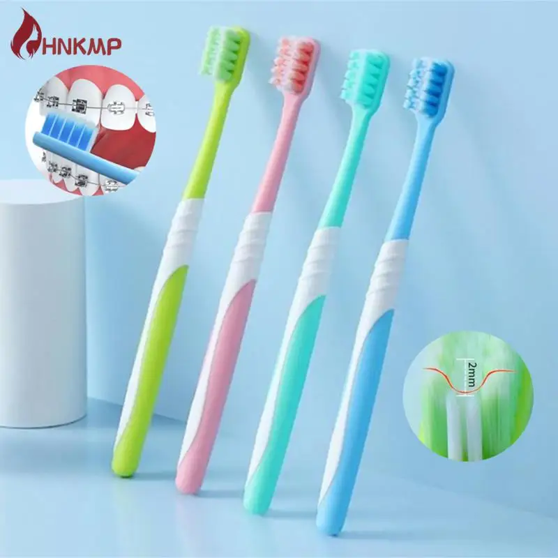 

1pc Concave Soft Bristle Orthodontic Toothbrush Portable Travel Brush Bristle Teeth Deep Cleaning Dental Oral Care