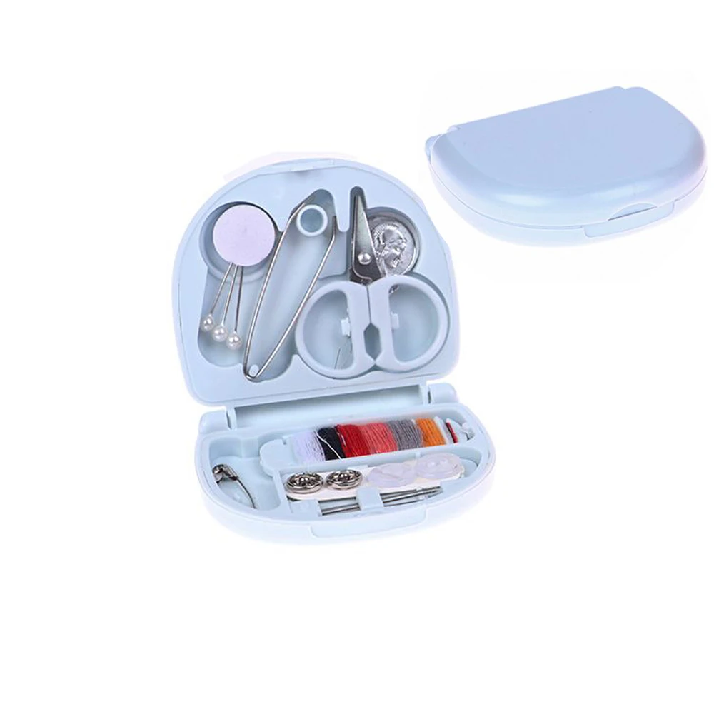 1set Buttons Pins Storage Boxes Sewing Box Household Portable Travel Mini Sewing Kit Scissor Thimble Needle Threads Box Set 