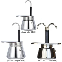 2 Cup 100ML Moka Pot Double Head Stainless Steel Mocha Coffee Pot Italian DIY Conduit Coffee Maker Espresso Utensils Kettle