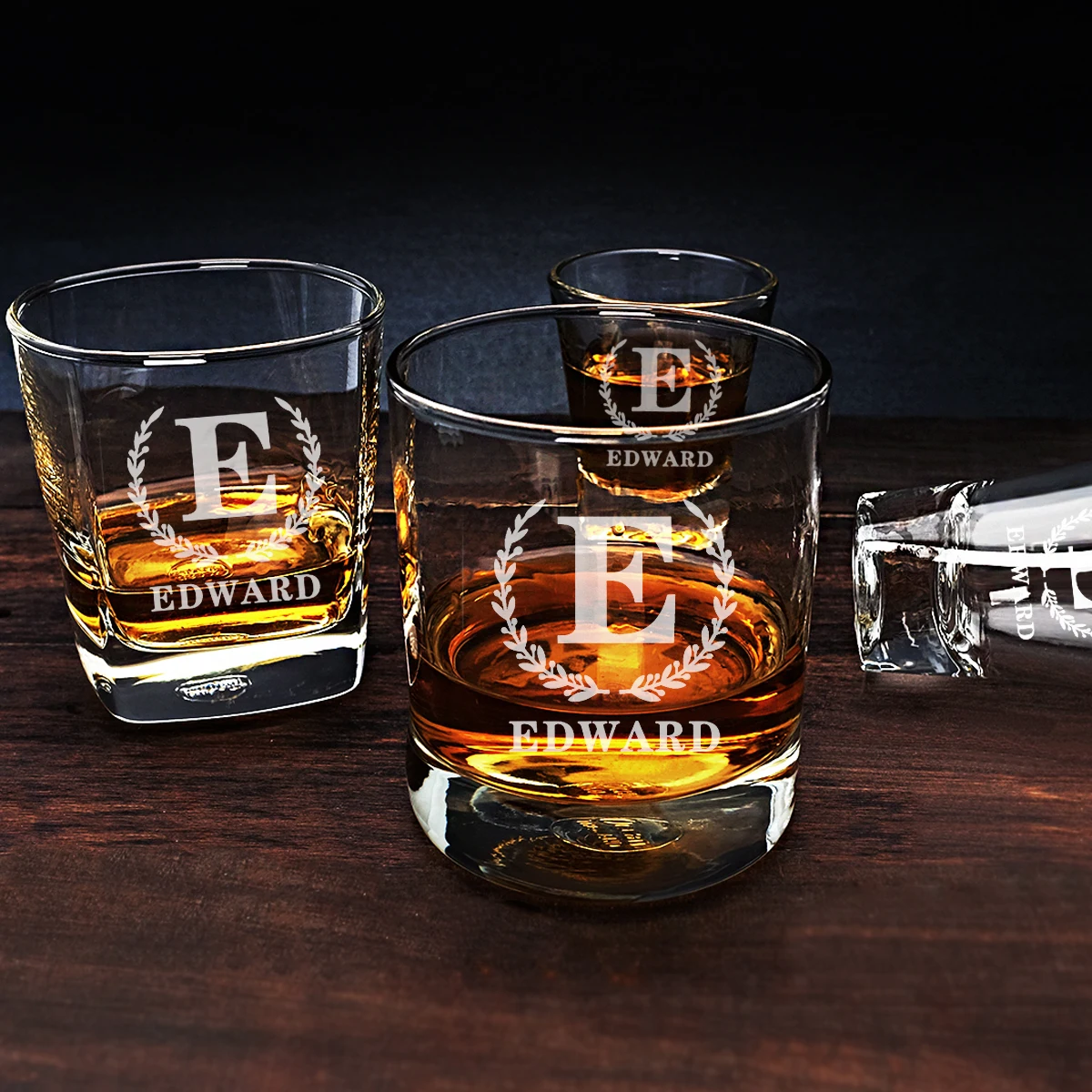 Whiskey Glass Personalized Monogram Rocks Glass for Groomsmen Proposal Father's Gift