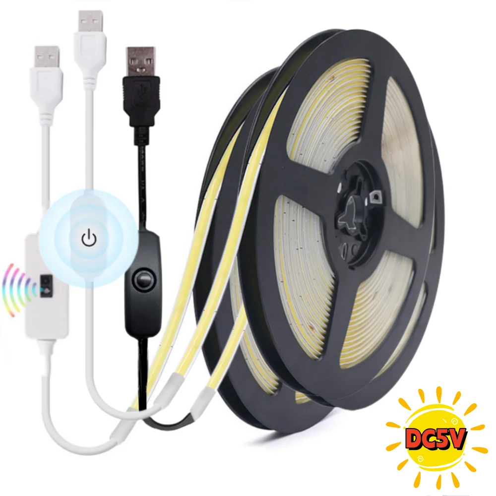 5v Usb Led Strip Light Sensor Cob Led Strip Sensor 5m Led Sensor
