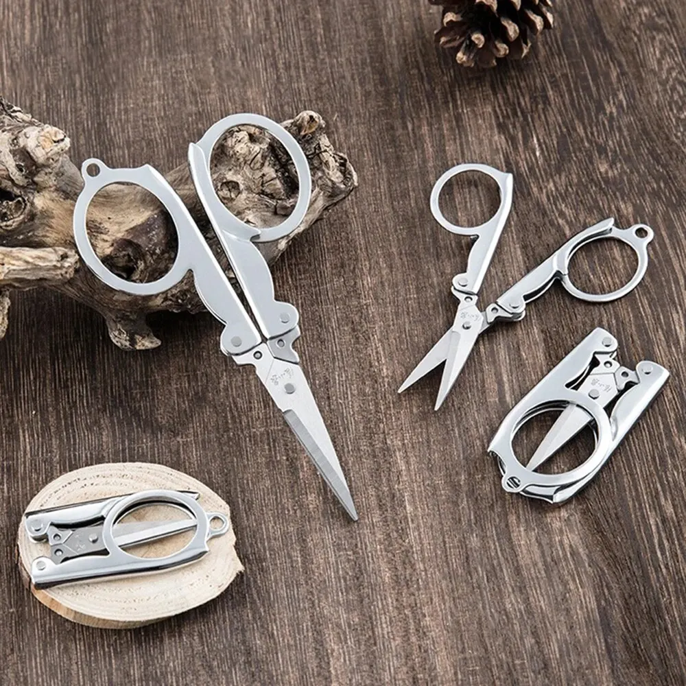 Folding Scissors Folding Pocket Scissors Multifunctional Stainless Steel Folding Small Scissors Household Mini Thread Cutting Nail Tools