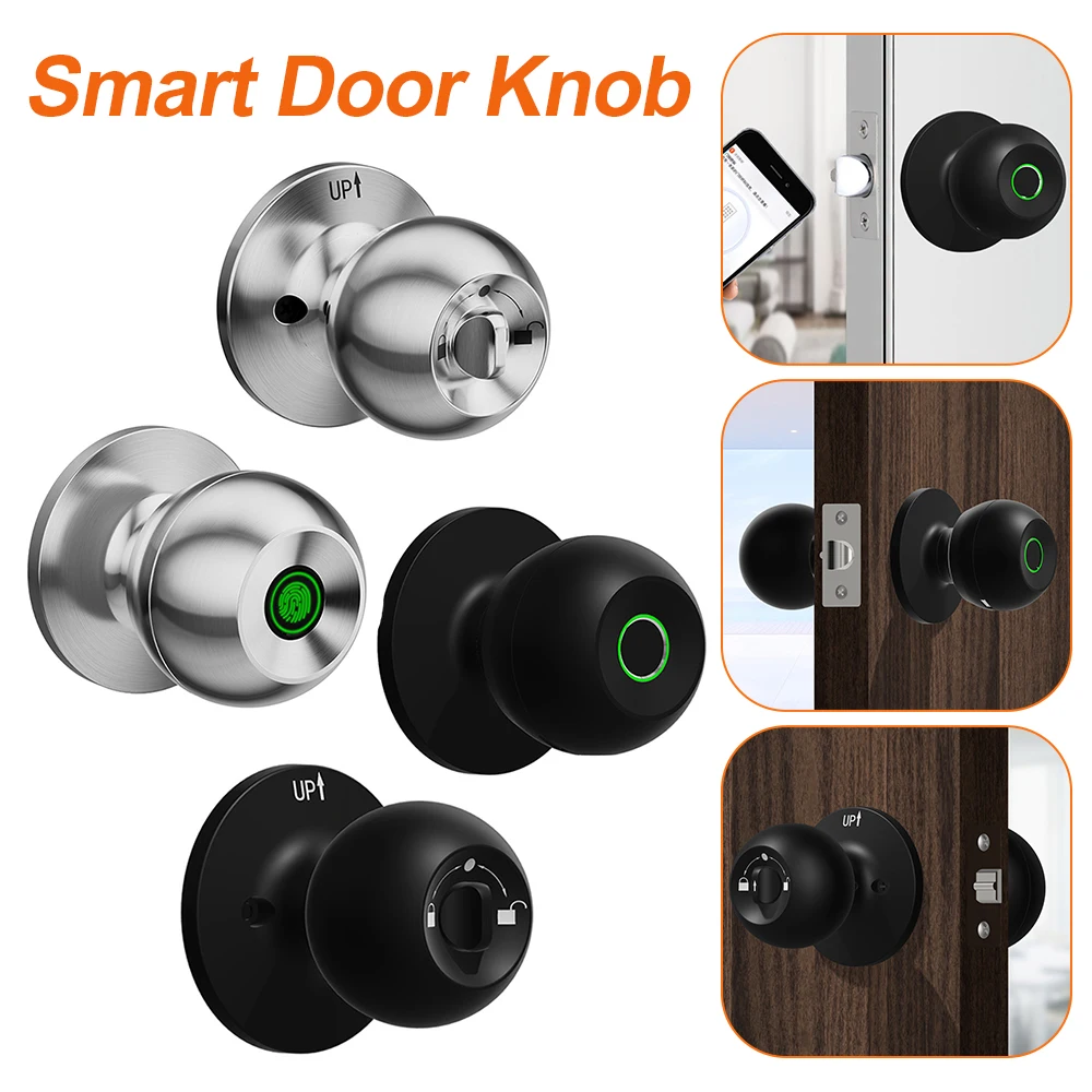 SmartDoorKnobBiometricDoorLockRechargeableFingerprintDoorKnob