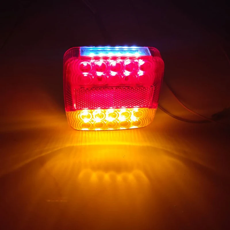 2X 12V 26LED Submersible Trailer Lights Stop Tail Turn Signal Lights License Number Plate for Trailer Truck RV