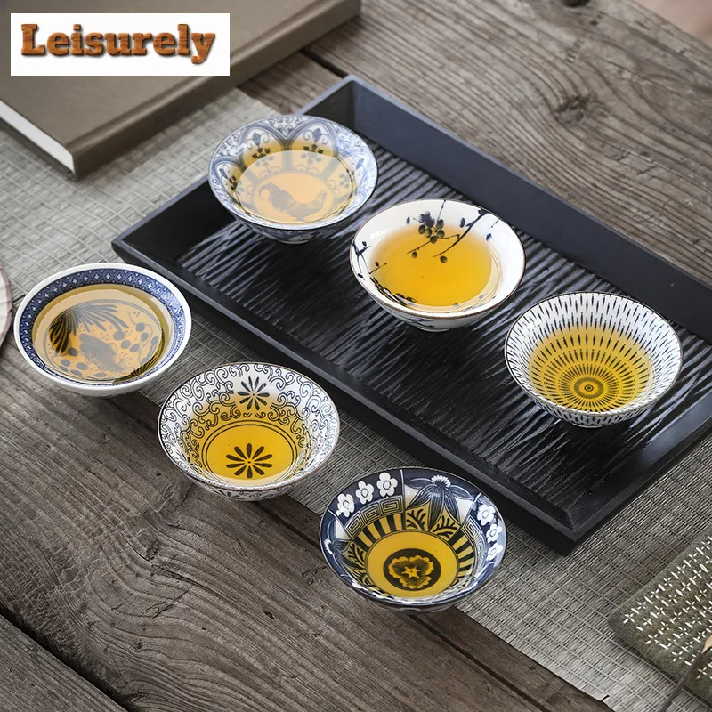 70ml Exquisite Blue and White Porcelain Tea Cups Hand-painted Master Cup Bamboo Hat Tea Bowl Guest Tasting Mugs Tea Accessories