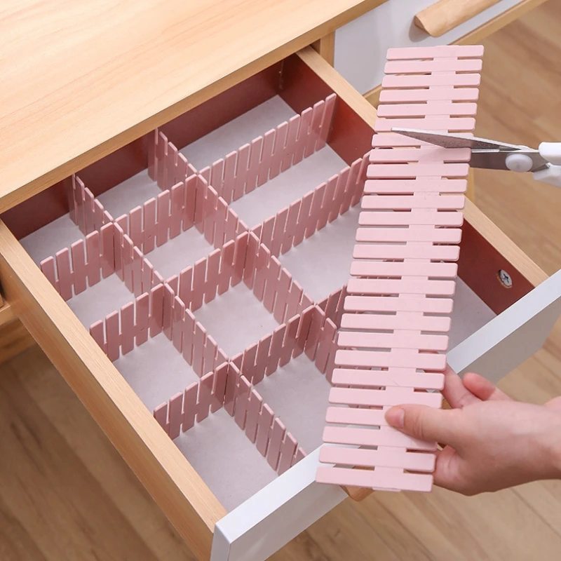 Drawer Organizers 4Pcs Pink Divider Adjustable Household Storage Cabinet Underwear Socks Sundries