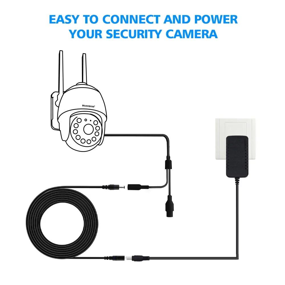 5M DC12V Power Extension Cable 5.5*2.1mm Cord Connector Male To Female Plug For