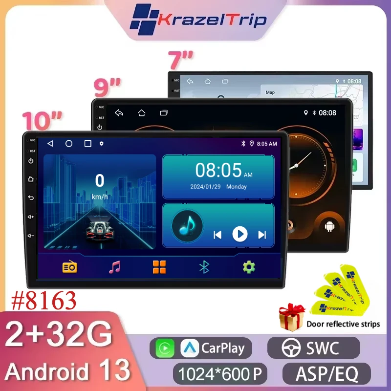 Universal GPS DSP RDS Car Radio Stereo Android Auto Carplay Multimedia Player for Kia Toyota Honda 7 9 10 Inch 1280*720