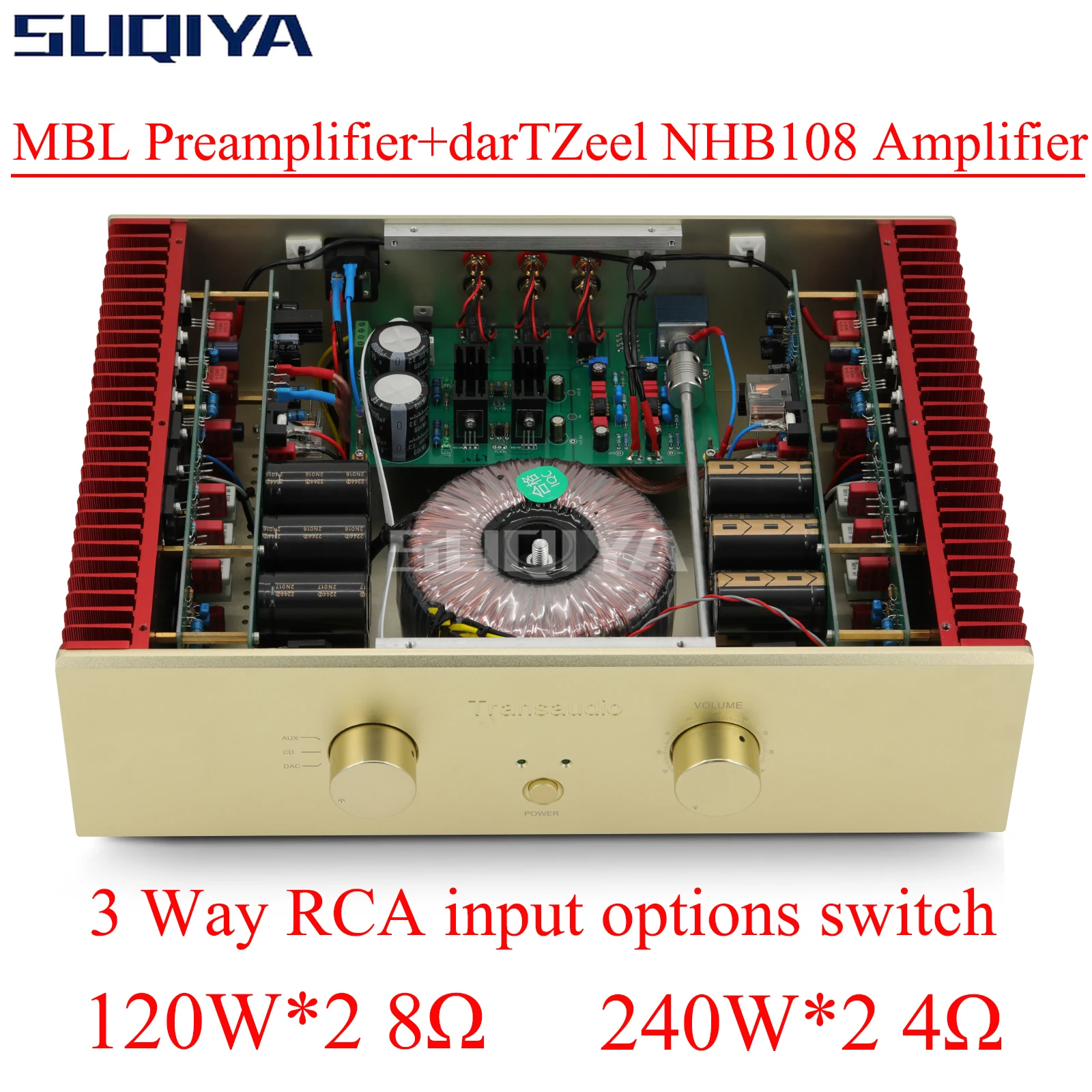 

SUQIYA-240w*2 1:1 Copy DarTZeel 108 Line Power Amplifier MBL PreAmplifier OPA604 High Power Combined HIFI Audio Amplifier