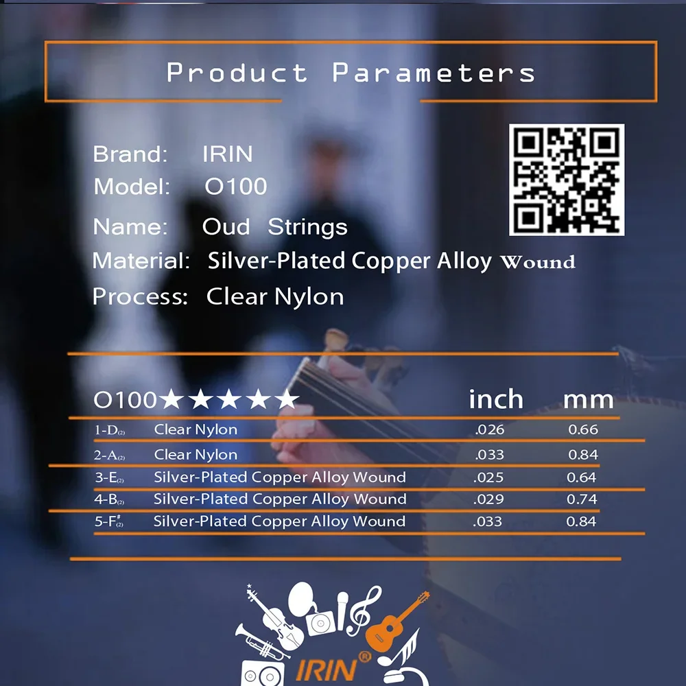 Description Picture 5 of itemIRIN OUD Strings Turkey Oud Arab Lute Strings O102 12 Courses Strings Clear Nylon And Silver-Plated Copper Alloy Wound String
