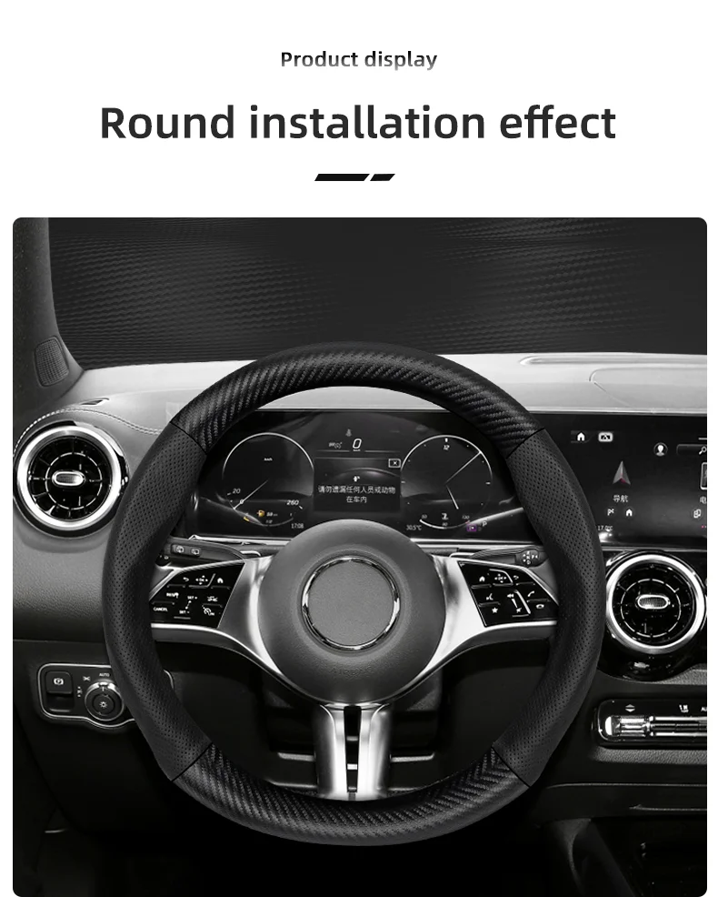 Maßgeschneidertes perforiertes echtes Leder, strukturiertes Lenkrad aus Kohlefaser, Sport-Autozubehör, atmungsaktiv, für Golf, BMW, Fiat – Detail 16