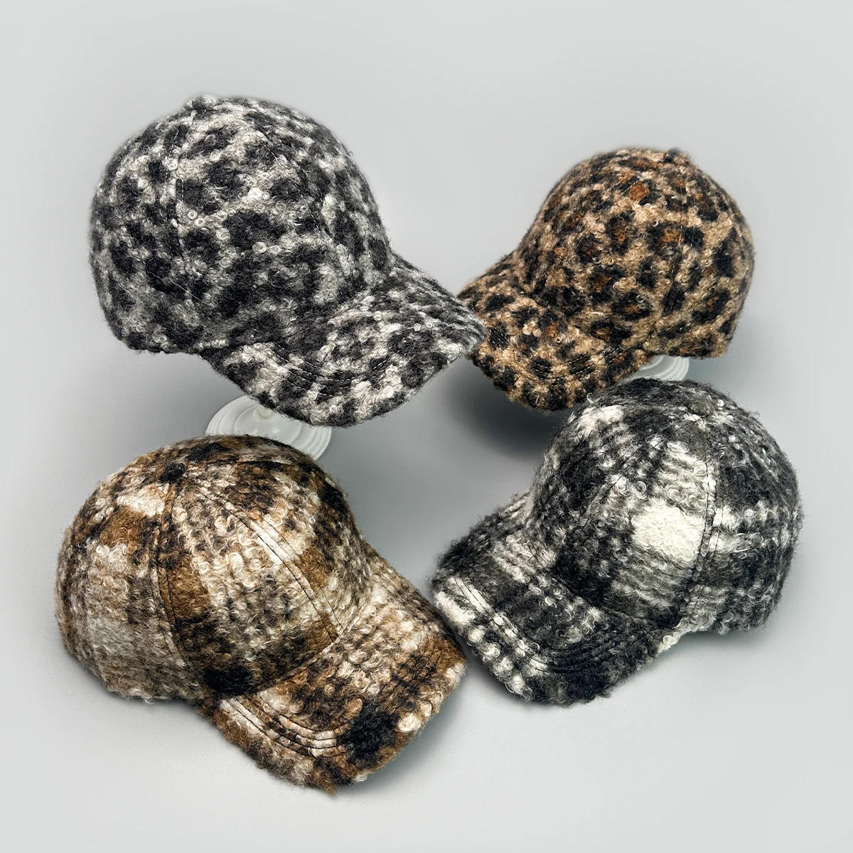Baseballmützen mit Retro-Karomuster und Leopardenmuster, Herbst und Winter, Unisex, Sonnenschutz, warme Hardtop, vielseitige, klassische Mode, Schirmmützen