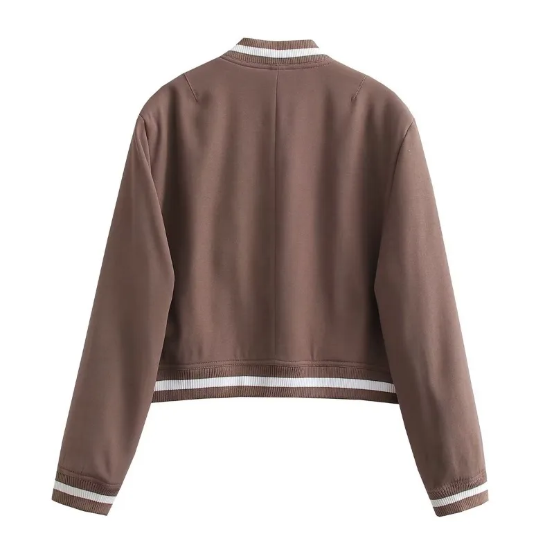 2023 Autumn and Winter Women's Standing Collar Patchwork Button Solid Loose Cardigan Fashion Casual Elegant Long Sleeve Coat